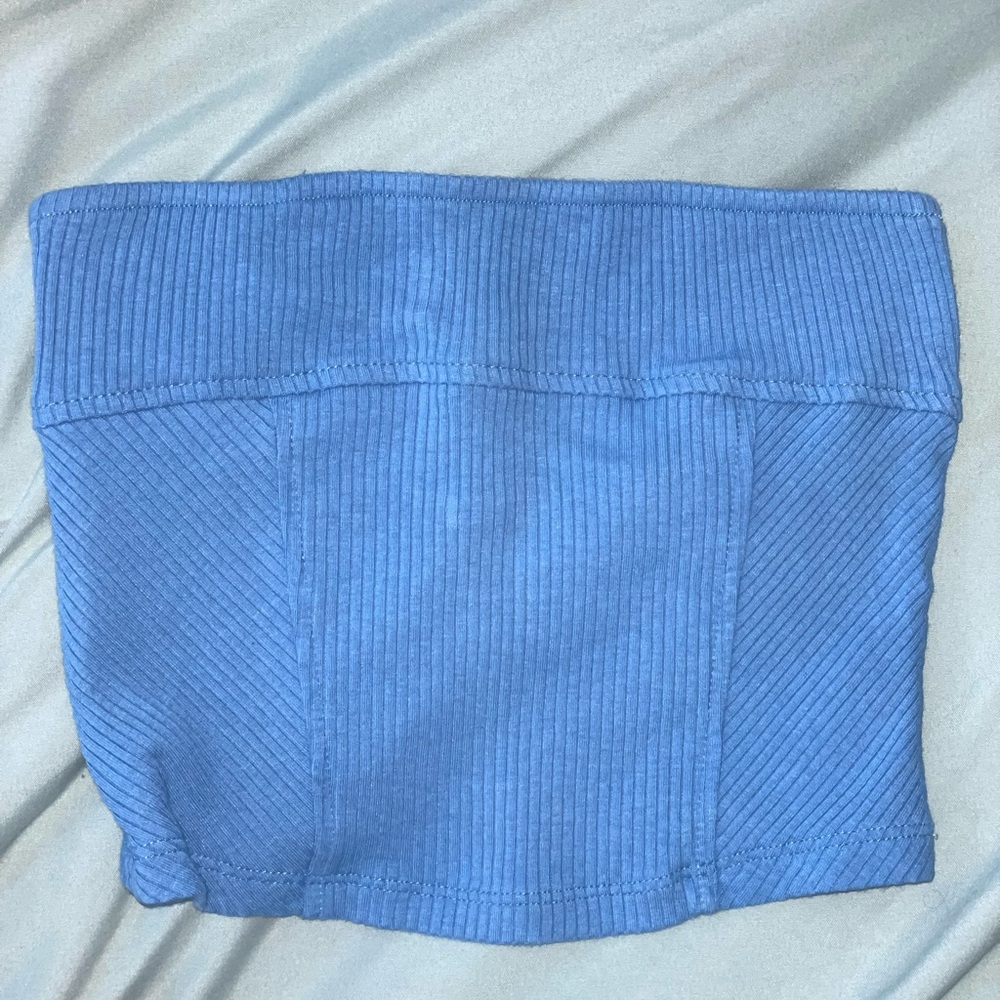 Blue Ribbed Tube Top -Urban Outfitters